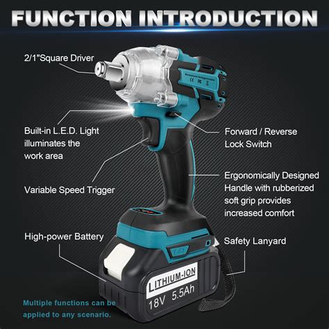 Cordless Impact Wrench 1 2 650Nm High Torque Brushless Drill With