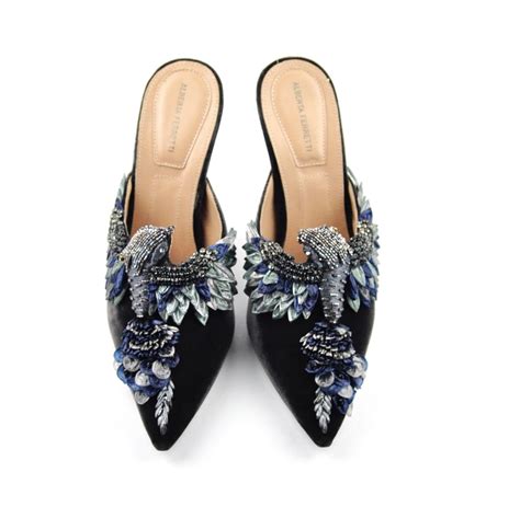 Alberta Ferretti Embellished Velvet Mules Gem