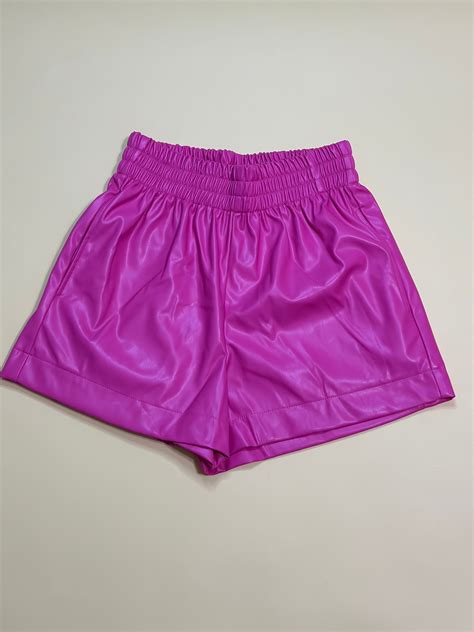 Hot Pink Leather Shorts Britt And Belle Boutique