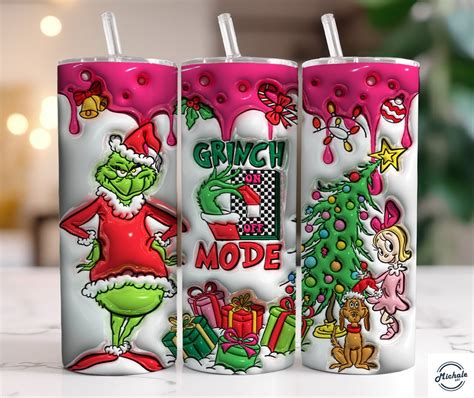 D Inflated Pink Grinchmas Oz Skinny Tumbler Png My Day Etsy