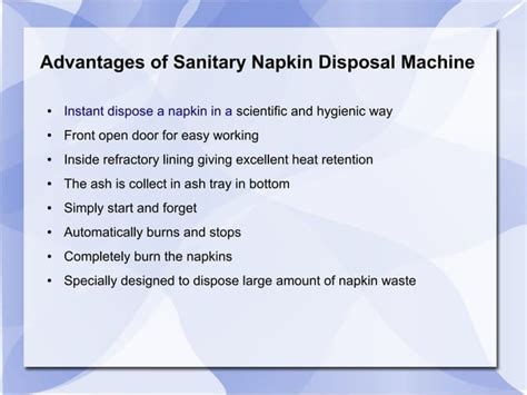 All About Sanitary Napkin Disposal Machine PPT