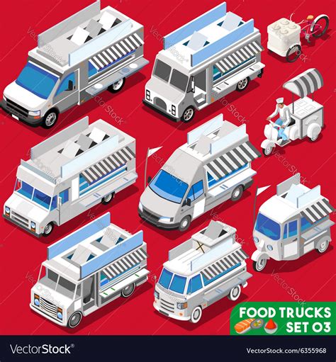 Food Truck Set04 Vehicle Isometric Royalty Free Vector Image