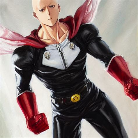 KREA AI - a realistic oil painting of a live action saitama ...