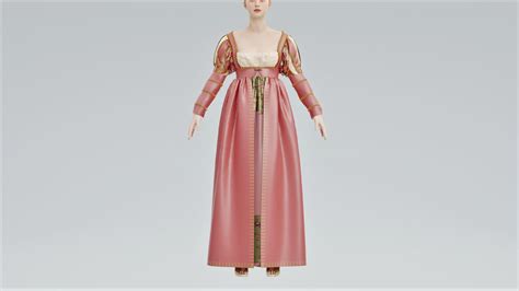 Italian Renaissance Dress Historical Gown 3D Model By 3deelee