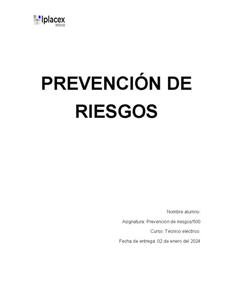 Tarea Prevencion De Riesgos Prevenci N De Riesgos Nombre Alumno