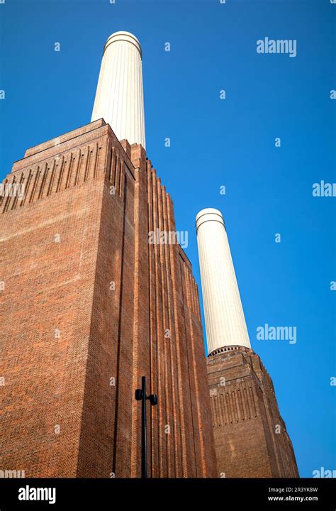 Looking Up At The Iconic Battersea Power Station London Uk A