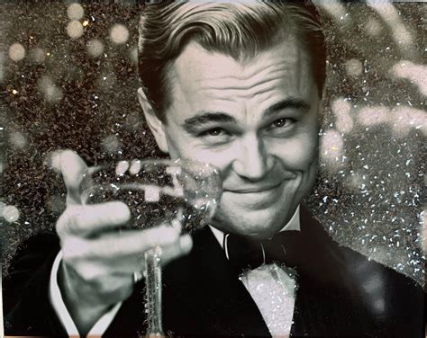 Great Gatsby Leonardo Dicaprio Diamond Dust Cheers Champagne Framed