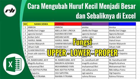 Cara Mengubah Huruf Kecil Menjadi Besar Dan Sebaliknya Di Excel YouTube