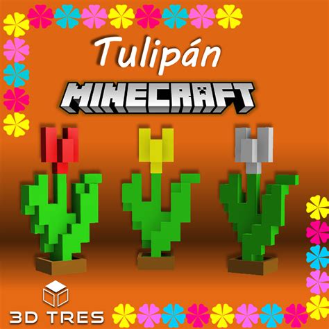 Archivo STL Tulipán Flor Minecraft Modelo de impresión 3D para