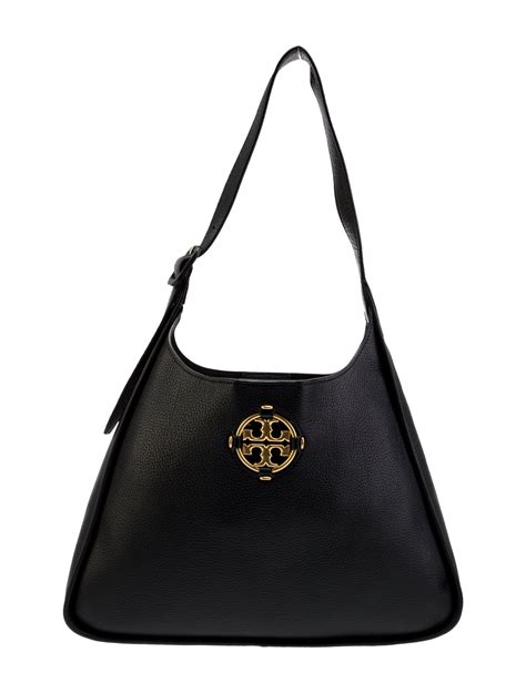 Tory Burch Leather Logo Hobo Black Hobos Handbags Wto The