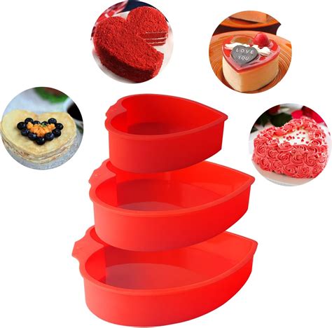 Webake Moule Silicone Coeur Moules à Muffins pour 4 Muffins Anti