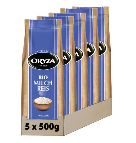 Oryza Bio Milch Reis 5er Pack 5 X 500 G Amazon De Lebensmittel