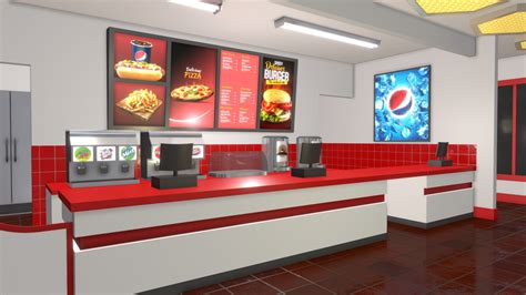 Fast Food Restaurant Order Counter - Buy Royalty Free 3D model by ...