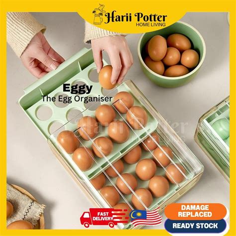 Egg Storage Stackable Drawer Tray Bekas Tempat Letak Telur Rak Telur