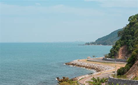 The Road Along Beautiful Beaches Of The Gulf Of Thailand Stock Photo - Image of seaboard ...