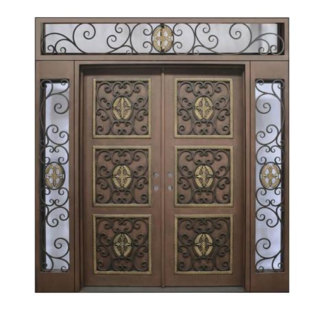 Iwd Luxury Wrought Iron Double Entry Door Square Top Clid 007