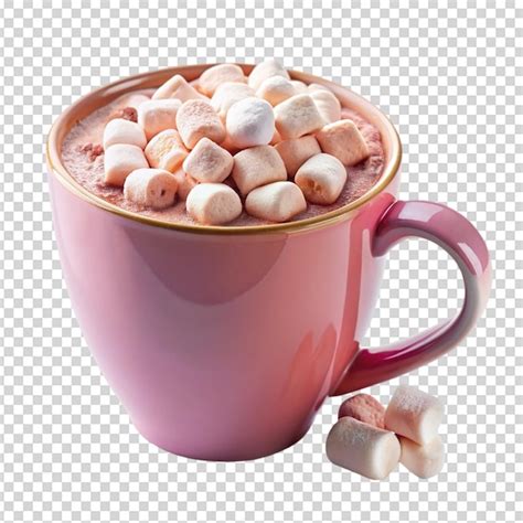 Large Pink Mug Of Hot Cocoa Isolated On White Background Premium AI Generated PSD