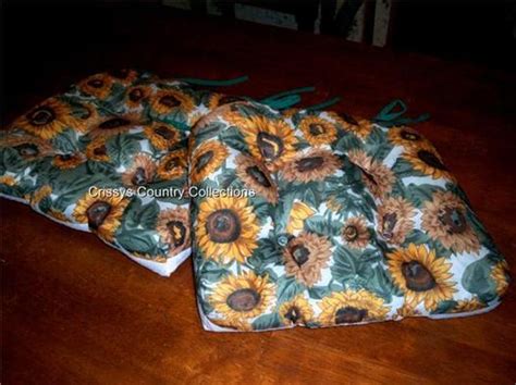 Kitchen Tie On Sunflower Chair Cushion Pads Set New