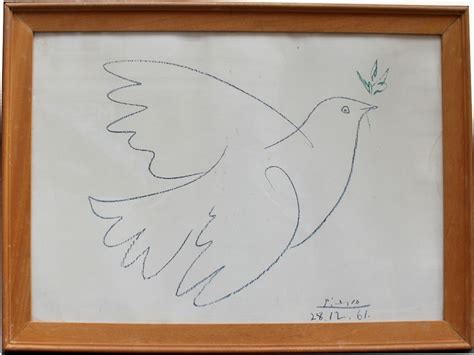 Proantic Pablo Picasso 1881 1973 Dove Of Peace Lithograph Signe