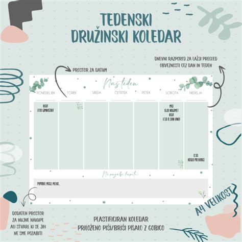 Personaliziran Tedenski Koledar 2 Minty Dot