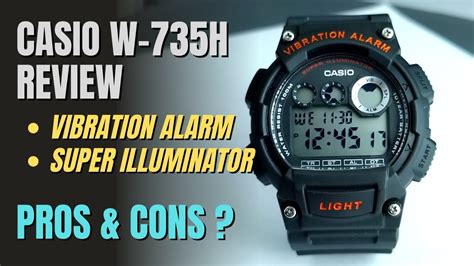 CASIO W735H Review Vibration Alarm And Great Backlight W735 W 735H