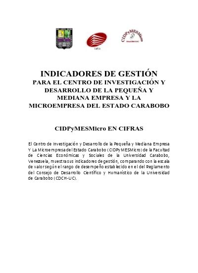 Indicadores De Gesti N Para El Centro De Investigaci N Y Desarrollo De