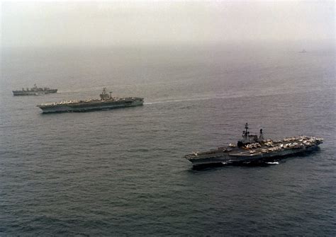 An Aerial Port View Of The Aircraft Carrier USS MIDWAY CV 41 Right