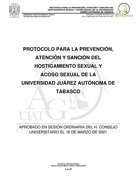 Protocolo PARA LA Prevencion Atencion Y Sancion DEL Hostigamiento