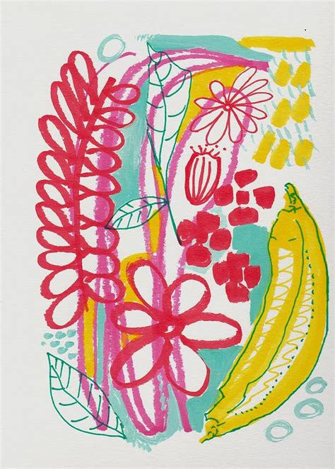 Fruit Abstract Drawing by Rosalina Bojadschijew