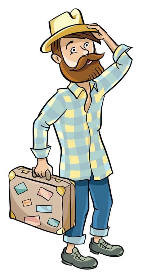 Hipster In A Hat And Suitcase Stock Vector Illustration Of Plaid