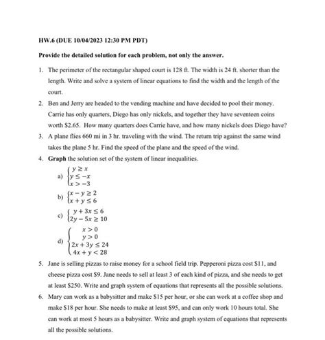 Solved HW 6 DUE 10 04 2023 12 30 PM PDT Provide The Chegg