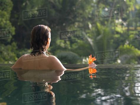 Woman Woman Bathing In A Lake Stock Photo Dissolve