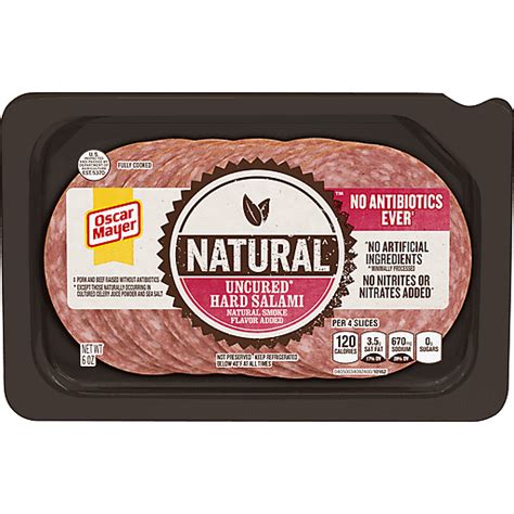 Oscar Mayer Natural Uncured Hard Salami 6 Oz Tray Bologna Salami