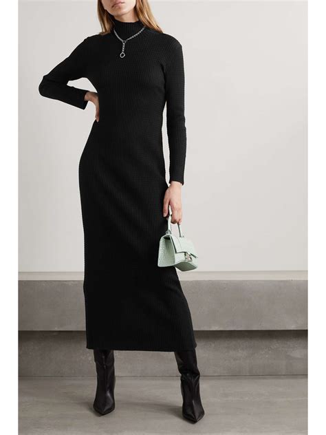 BALENCIAGA Cable Knit Wool Blend Turtleneck Maxi Dress NET A PORTER