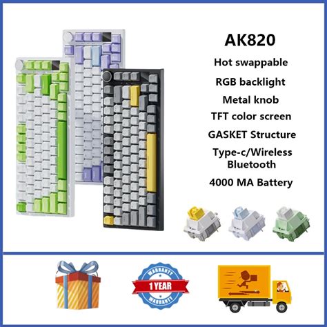 Ajazz Ak Wireless Mechanical Keyboard Gasket Structure Rgb Hot Swappable Custom Keyboard With