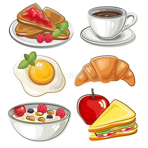 Set Of Breakfast Icon In Doodle Style Cute Vector Isolated