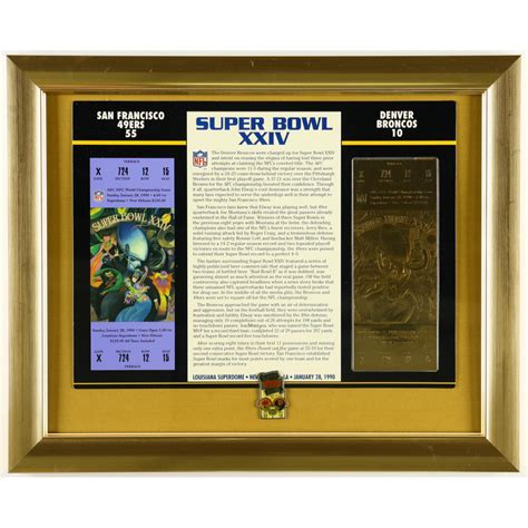 Super Bowl Xxiv Commemorative Score Card Custom Framed Display With