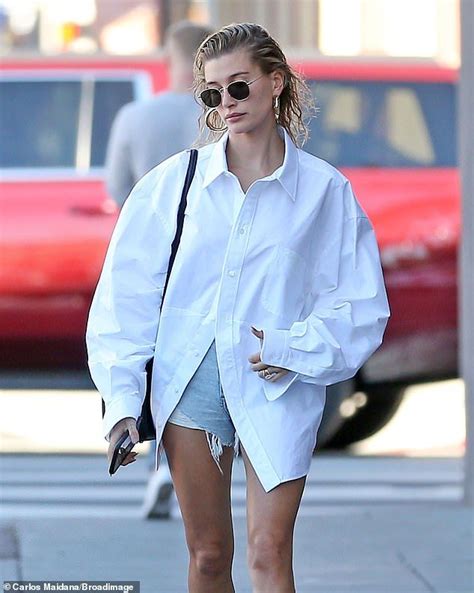 Hailey Bieber Flaunts Her Toned Legs In Denim Shorts After Spa Day