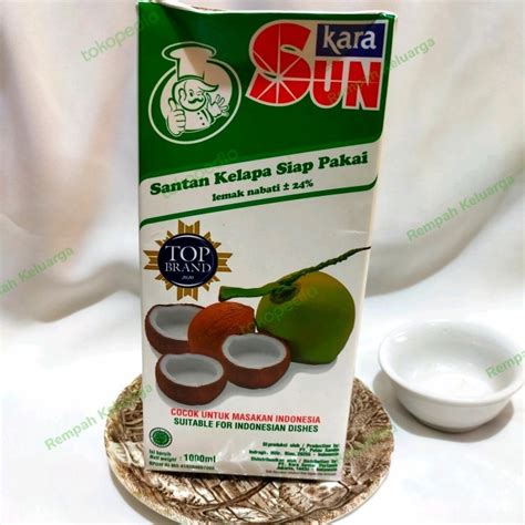 Jual 1l Sun Kara Santan Kelapa Siap Pakai Coconut Milk 1000ml Halal Shopee Indonesia