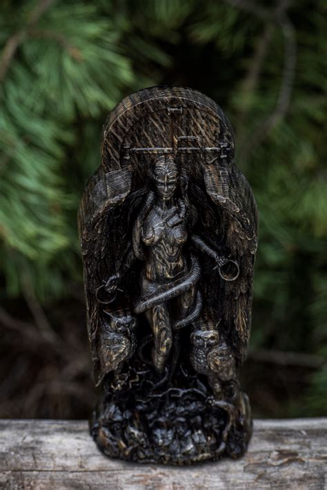 Lilith Ishtar Inanna Wood Carved Astaroth Statue Goddess Etsy