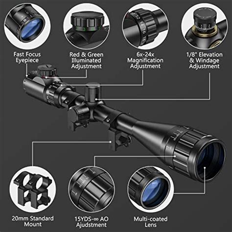 CVLIFE Hunting Rifle Scope 6 24x50 AOE Red And Green Illuminated Gun