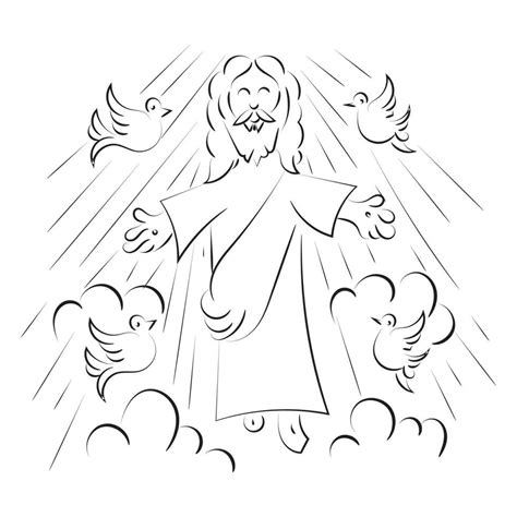 Happy Ascension Day Design with Jesus Christ In Heaven 23846136 Vector ...