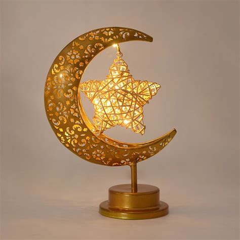 Zqcxld Lampu Meja Hias Led Bulan Bintang Decorative Lamp Warm White