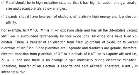 Formation Of Coloured Ions