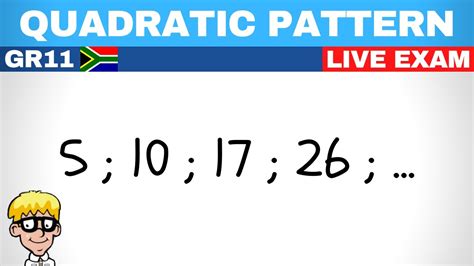 Quadratic Number Patterns Grade 11 Exam Live Youtube