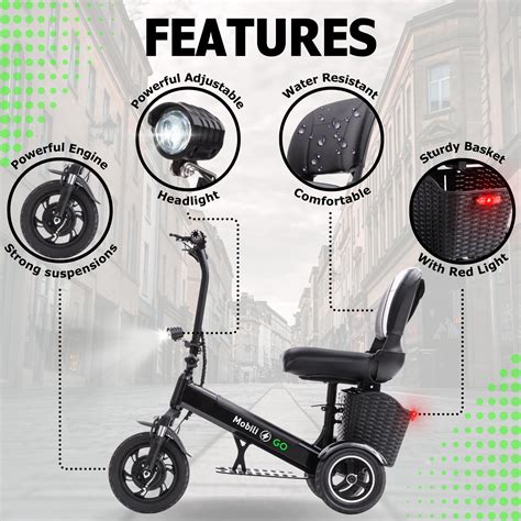 Mobiligo 3 Wheel Foldable Electric Mobility Scooters For Adults Seniors And Elderly