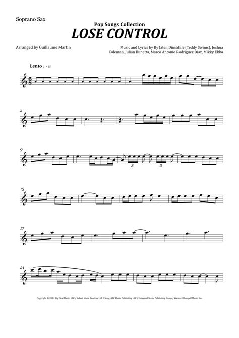 Lose Control Arr Guillaume Martin By Teddy Swims Sheet Music For