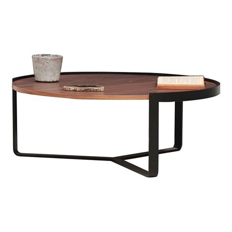 Enza Home Orlando 36 Round Wood And Metal Coffee Table In Brown Black