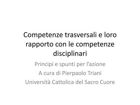 PDF Competenze Trasversali E Loro Rapporto Con Le Competenze