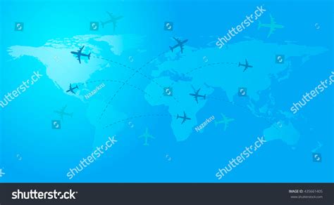 World Travel Map Airplanes Vector Illustration Stock Vector Royalty